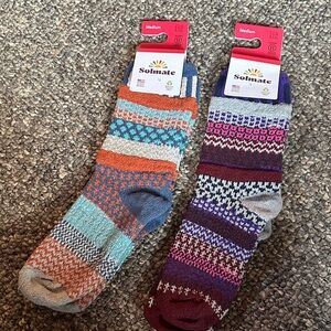 Solmate Socks Colorful Knit Socks Two pairs size M